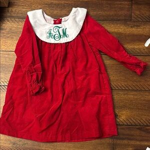 Red Velvet Dress with Monogram